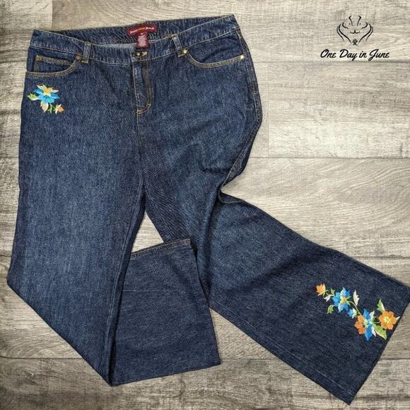 Jones Wear Jeans Embroidered Boot Cut Jeans Size 10 - Picture 1 of 6